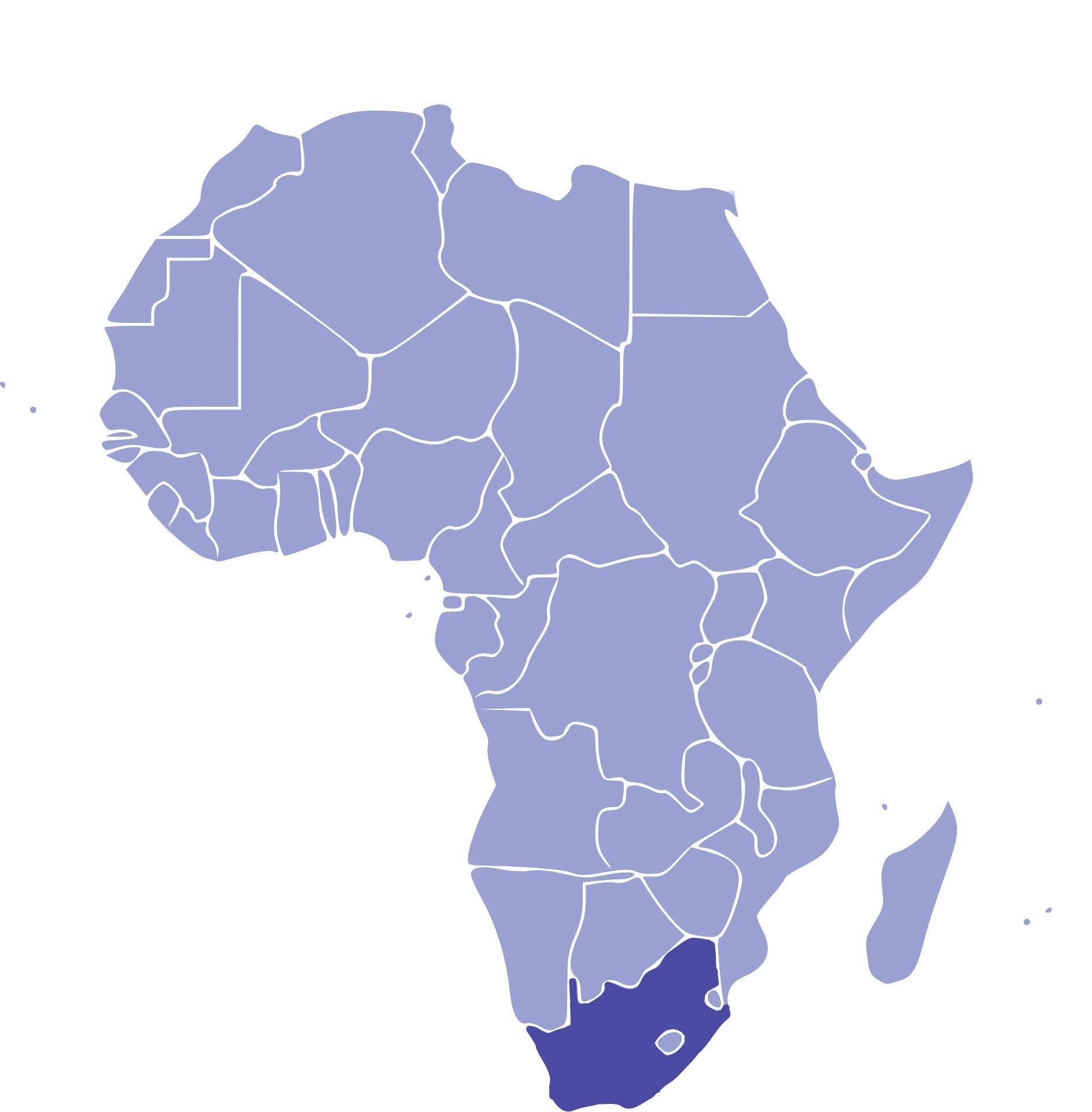 South Africa in the map of Africa.